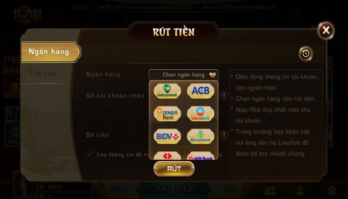 rút tiền iwin